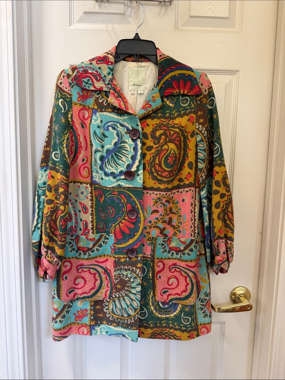Elevenses anthro ladies Colorful Paisley Women’s Coat size 0